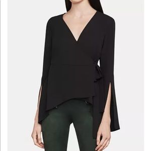 BCBGMAXAZRIA Tulip Hem Slit Sleeve Wrap Top
